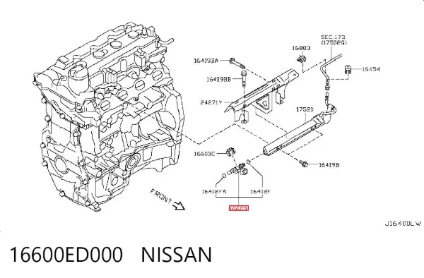 Wtryskiwacz paliwa 16600ED000 Nissan/Infiniti