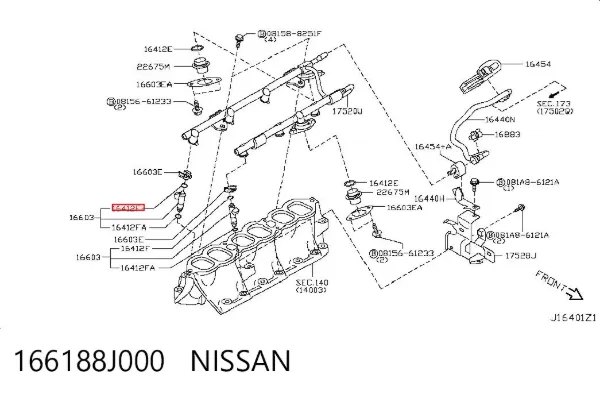 Pierścień uszczelniający wtryskiwacza 166188J000 Nissan/Infiniti