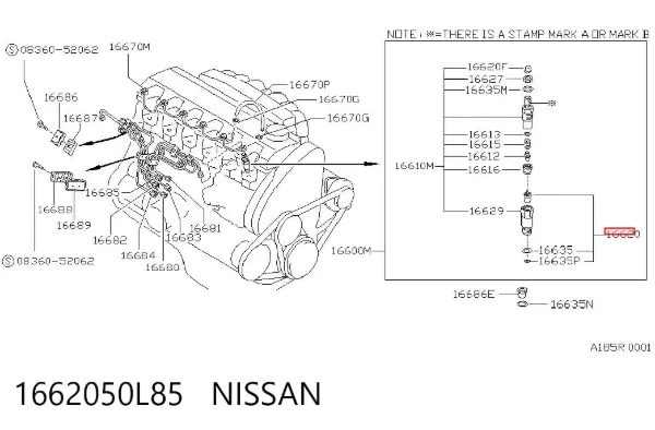 Rozpylacz wtrysku diesla 1662050L85 Nissan/Infiniti