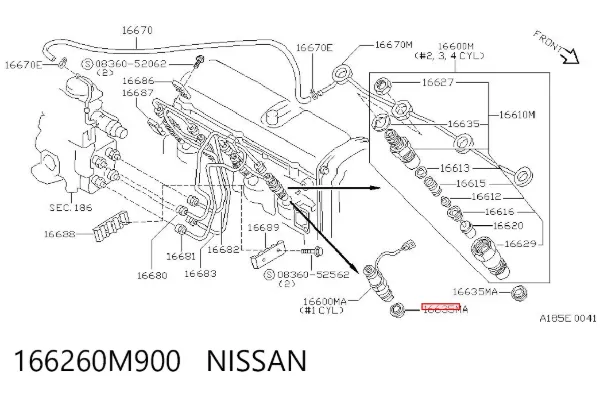 Pierścień uszczelniający wtryskiwacza 166260M900 Nissan/Infiniti