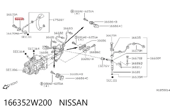 Pierścień uszczelniający wtryskiwacza 166352W200 Nissan/Infiniti