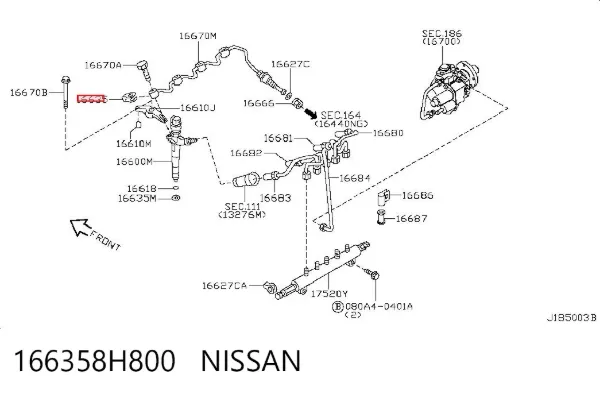 Pierścień uszczelniający wtryskiwacza 166358H800 Nissan/Infiniti