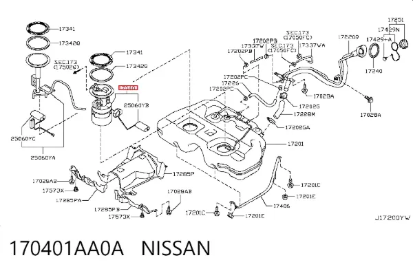Moduł pompy paliwowej z czujnikiem poziomu paliwa 170401AA0A Nissan/Infiniti