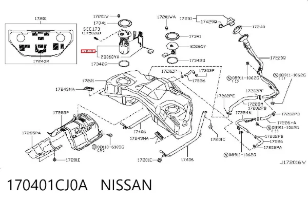 Moduł pompy paliwowej z czujnikiem poziomu paliwa 170401CJ0A Nissan/Infiniti