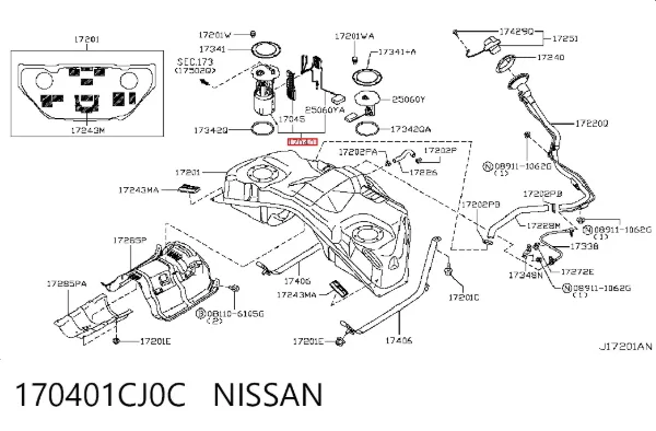 Moduł pompy paliwowej z czujnikiem poziomu paliwa 170401CJ0C Nissan/Infiniti