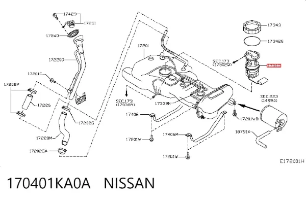 Moduł pompy paliwowej z czujnikiem poziomu paliwa 170401KA0A Nissan/Infiniti