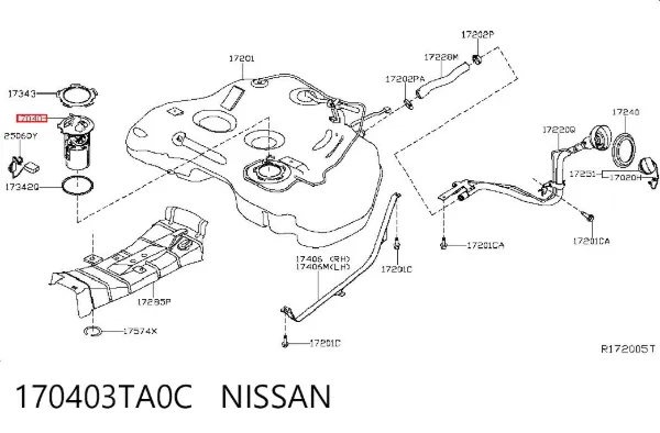 Moduł pompy paliwowej z czujnikiem poziomu paliwa 170403TA0C Nissan/Infiniti