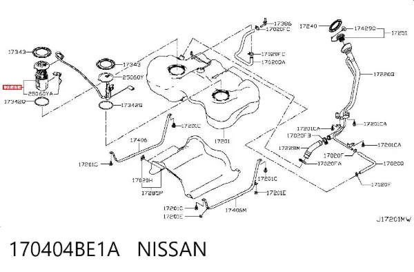 Obudowa modułu pompy paliwa 170404BE1A Nissan/Infiniti