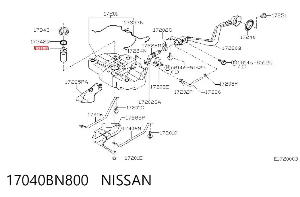 Pompa paliwa elektryczna zanurzeniowa 17040BN800 Nissan/Infiniti