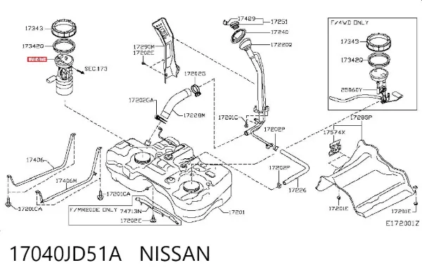 Pompa paliwa elektryczna zanurzeniowa 17040JD51A Nissan/Infiniti