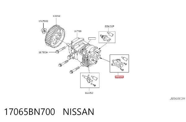 Zawór regulacji ciśnienia (zawór redukcyjny pompy wtryskowej) System Common-Rail 17065BN700 Nissan/Infiniti