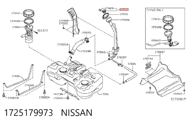 Korek wlewu paliwa 1725179973 Nissan/Infiniti