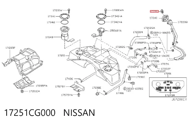 Korek wlewu paliwa 17251CG000 Nissan/Infiniti