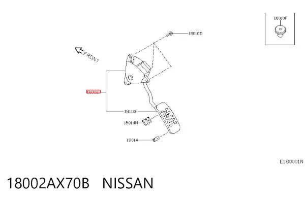 Pedał przyspieszenia (gazu) 18002AX70B Nissan/Infiniti
