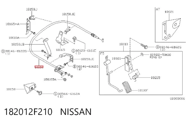 Linka gazu 182012F210 Nissan/Infiniti