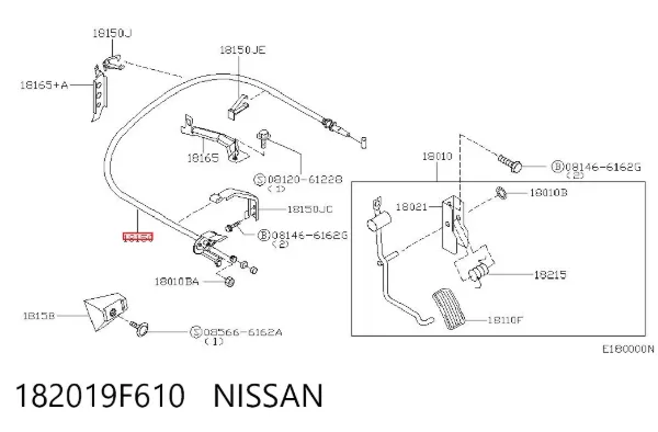 Linka gazu 182019F610 Nissan/Infiniti