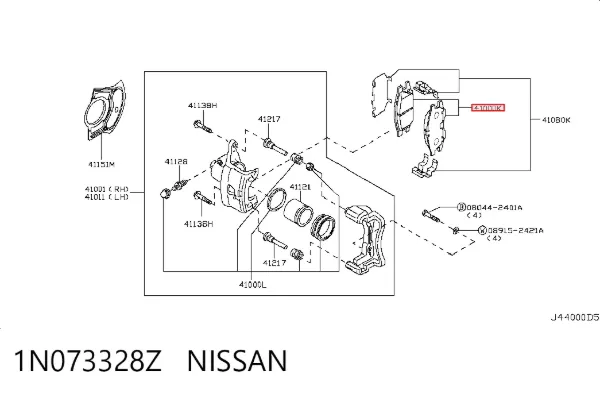 Klocki hamulcowe przednie tarczowe 1N073328Z Nissan/Infiniti