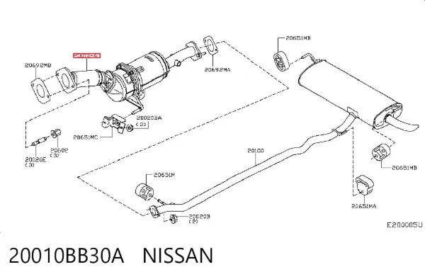 Filtr cząstek stałych układu wydechowego 20010BB30A Nissan/Infiniti