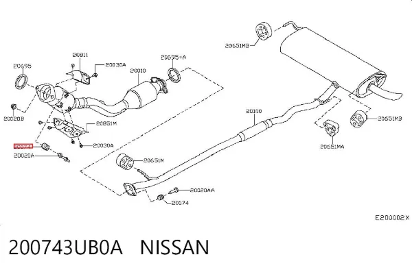 Sprężyna układu wydechowego 200743UB0A Nissan/Infiniti