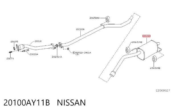 Tłumik, tylna część 20100AY11B Nissan/Infiniti