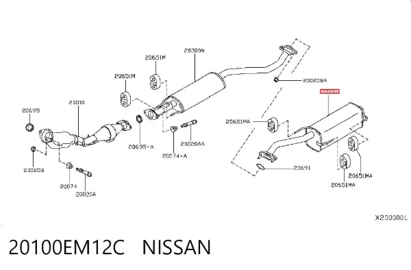 Tłumik, tylna część 20100EM12C Nissan/Infiniti