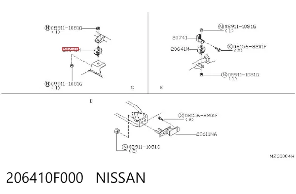 Poduszka mocowania tłumika 206410F000 Nissan/Infiniti