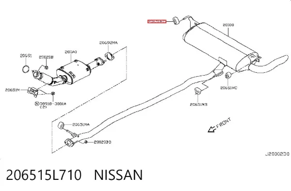 Poduszka mocowania tłumika 206515L710 Nissan/Infiniti