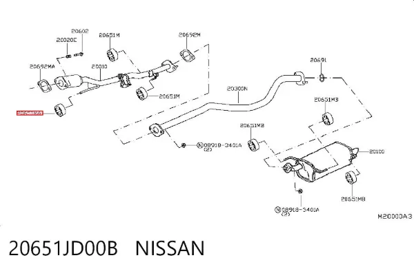 Poduszka mocowania tłumika 20651JD00B Nissan/Infiniti