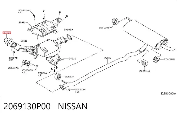 Pierścień kolektora wydechowego 2069130P00 Nissan/Infiniti