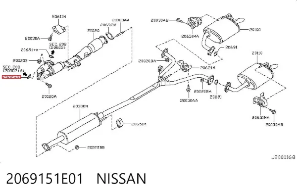 Uszczelka rury odbiornika tłumika 2069151E01 Nissan/Infiniti