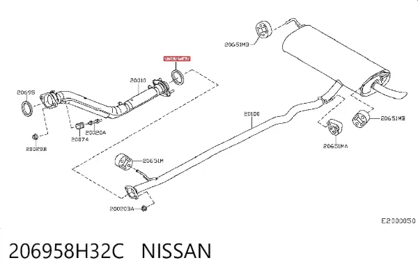 Pierścień kolektora wydechowego 206958H32C Nissan/Infiniti