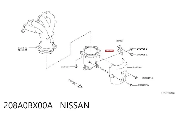 Konwerter-katalizator 208A0BX00A Nissan/Infiniti