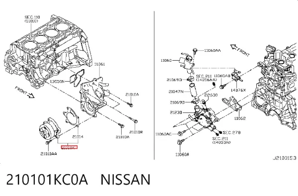 Pompa chłodząca wodna 210101KC0A Nissan/Infiniti