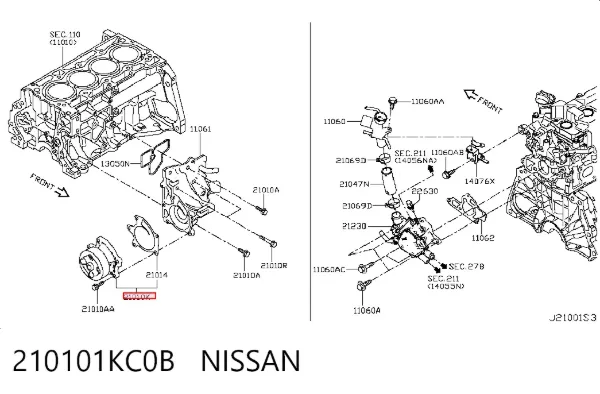 Pompa chłodząca wodna 210101KC0B Nissan/Infiniti
