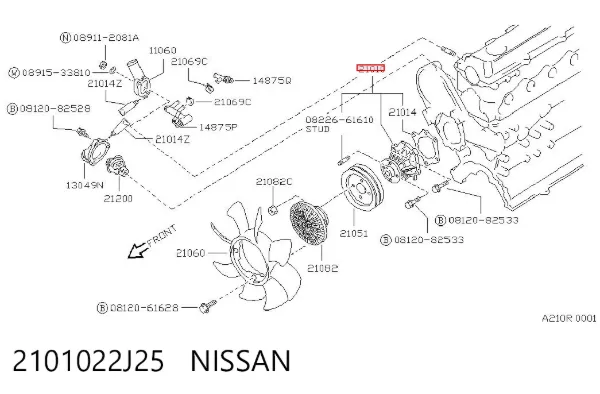 Pompa chłodząca wodna 2101022J25 Nissan/Infiniti