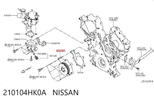Pompa chłodząca wodna 210104HK0A Nissan/Infiniti