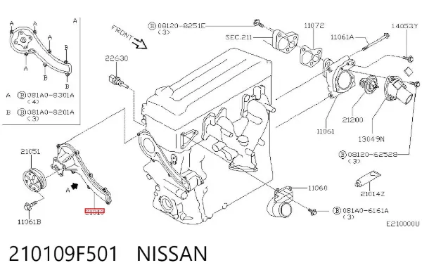 Pompa chłodząca wodna 210109F501 Nissan/Infiniti