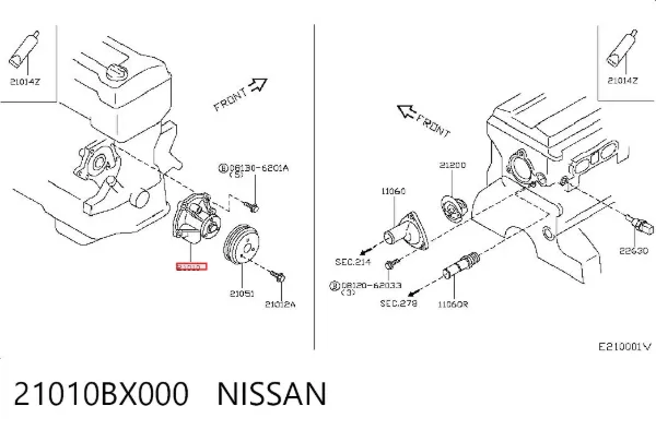 Pompa chłodząca wodna 21010BX000 Nissan/Infiniti
