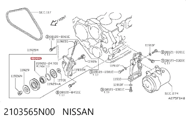 Łożysko alternatora 2103565N00 Nissan/Infiniti