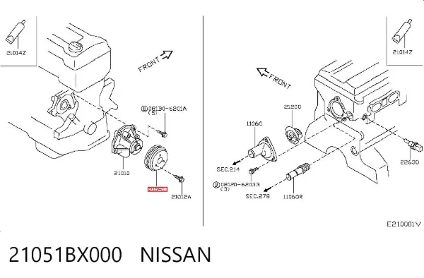 Koło pasowe pompy wodnej 21051BX000 Nissan/Infiniti
