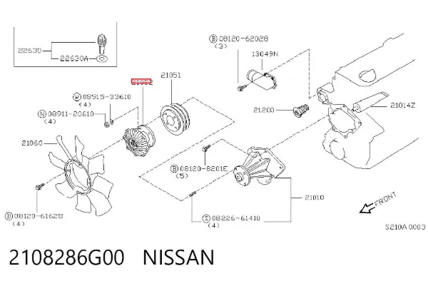 Sprzęgło wiskotyczne wentylatora chłodzenia 2108286G00 Nissan/Infiniti