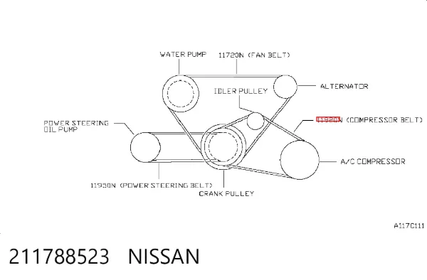 Pas napędowy mechanizmów 211788523 Nissan/Infiniti