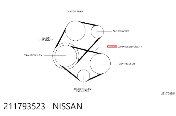Pas napędowy mechanizmów 211793523 Nissan/Infiniti