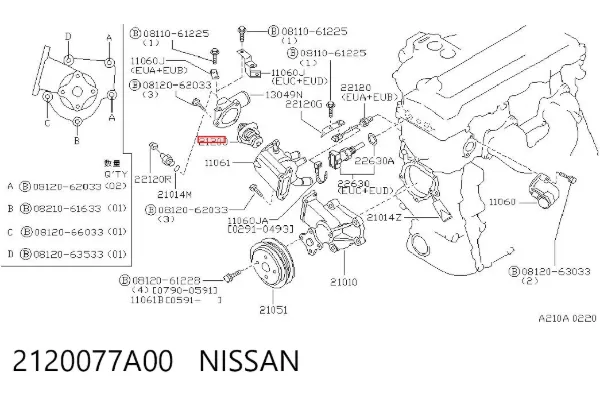 Termostat 2120077A00 Nissan/Infiniti