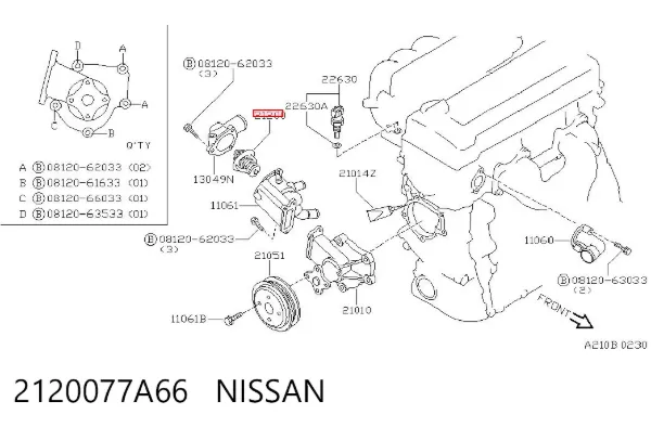 Termostat 2120077A66 Nissan/Infiniti