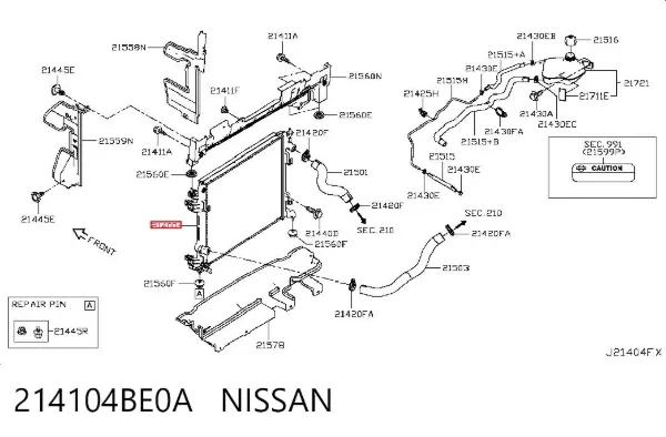 Chłodnica silnika 214104BE0A Nissan/Infiniti