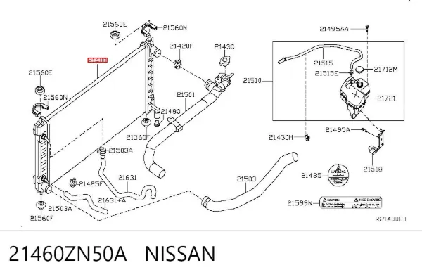 Chłodnica silnika 21460ZN50A Nissan/Infiniti