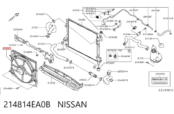 Dyfuzor chłodnicy, w komplecie z silnikiem i wirnikiem 214814EA0B Nissan/Infiniti