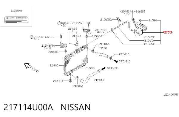 Zbiorniczek wyrównawczy układu chłodzenia 217114U00A Nissan/Infiniti