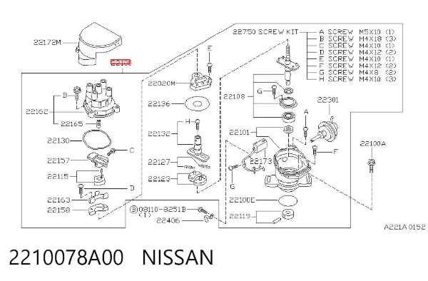 Rozdzielacz zapłonu 2210078A00 Nissan/Infiniti